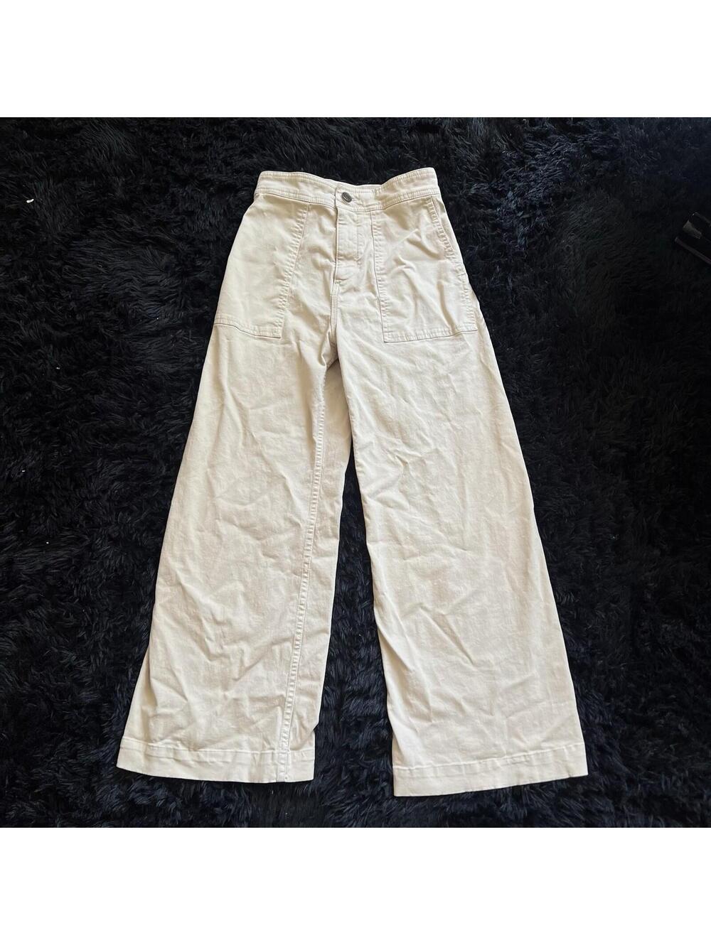 Lou & Grey High Rise Neutral Wide Leg Sailor Pants Tan Beige Women's Size 2 XS